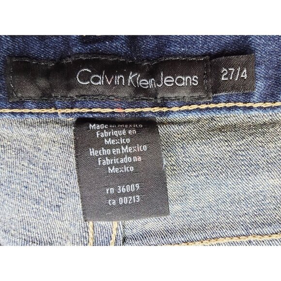 Calvin Klein 27X31 Womens Size 4 Blue Flare Fit Talla Denim 5 Pocket Logo Jeans - Picture 7 of 14